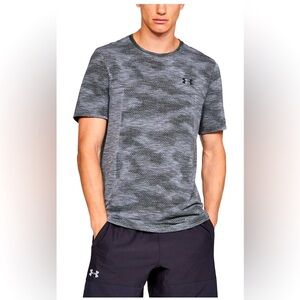 Under Armour Threadborne HeatGear Fitted Gray Camo T-Shirt Mens XL